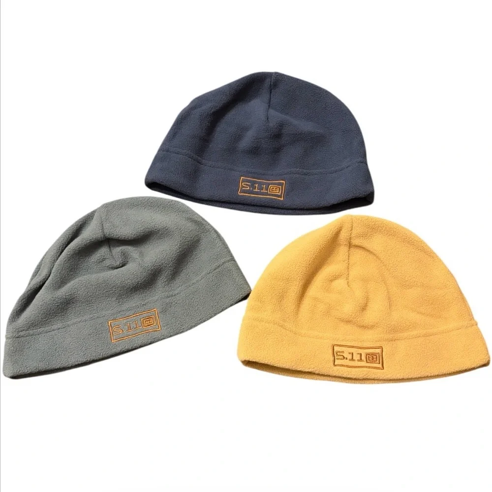 3-Pack 5.11 Tactical Fleece Beanies Blue, Gray, Mustard New - Picture 1 of 4